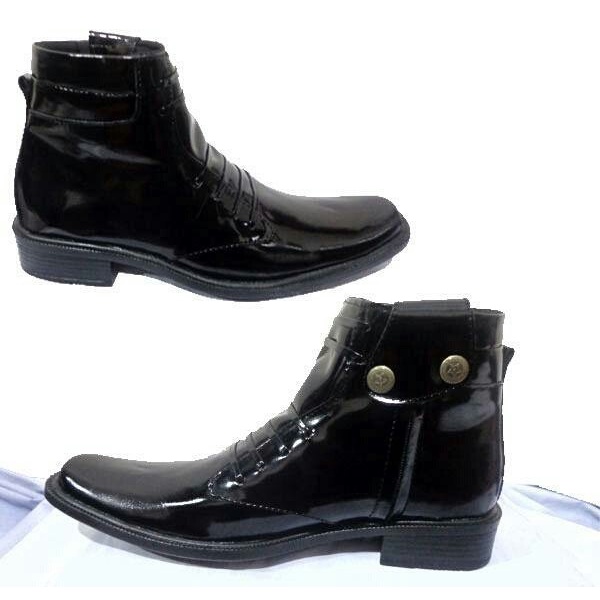 Sepatu Boot PDH Ekslusif Kulit Mengkilat / nabato shoes
