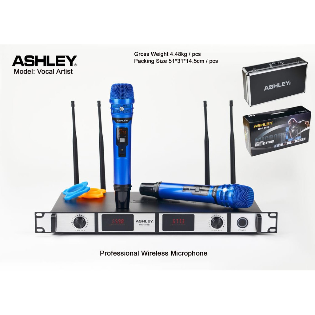 Mic Wireless Ashley Vocal Artist 2H Blue Paling Murah Surabaya
