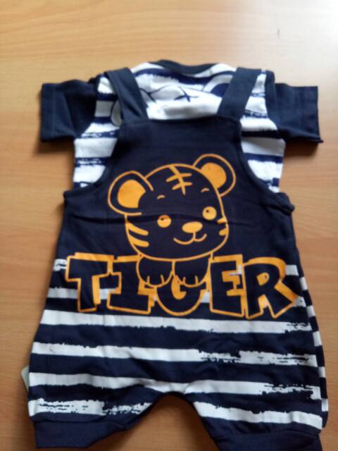 Baju jumper overall baju kodok 2pcs karakter tiger