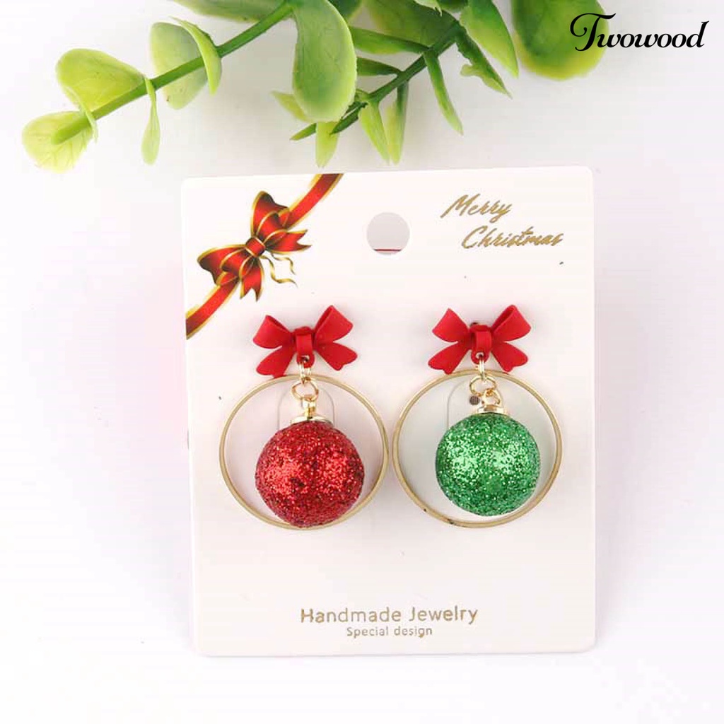 1 Pasang Anting Hoop Desain Snowman Natal Bahan Alloy Untuk Anak Perempuan