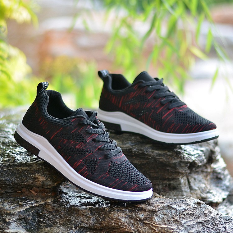 IMPORT SEPATU SNEAKERS PRIA SPORT MOTIF HUJAN !!! - HITAM MERAH