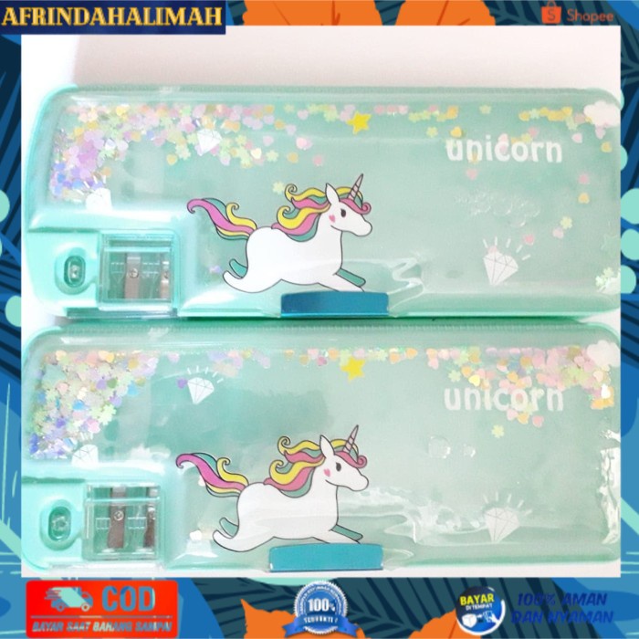

[TERBARU] PERLENGKAPAN SEKOLAH KOTAK PENSIL MAGNET UNICORN AIR PLUS BLING2