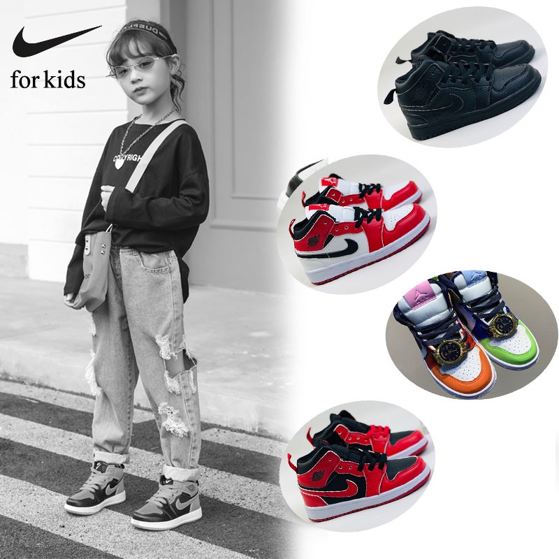 Asli Nike Air Jordan 1 Anak-anak sepatu 