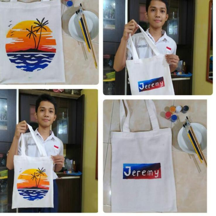

Big promo TOTE BAG POLOS / TAS JINJING / PAKET LENGKAP CAT ACRYLIC, KUAS, PALETM68M05