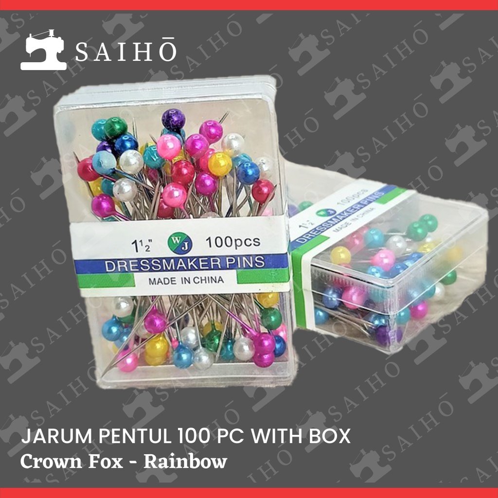 Jarum Pentul Dressmaker Pins / Jarum Pentul Hijab 100pcs Crown Fox | Warna Warni