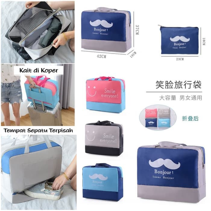 Tempat Penyimpanan Baju Koper Jumbo 6 In 1 Travel Bag Oranizer Set Bonjour 3 Layer Fold Bag /3  Z2W6