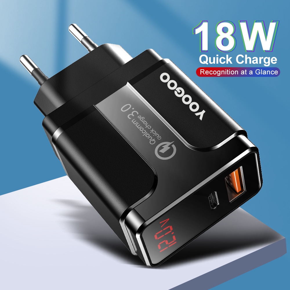Kepala Charger Smart Quick Charger QC3.0 Type-C+USB 18W PD 3A  Iphone Samsung XIAOMI HUAWEI OPPO
