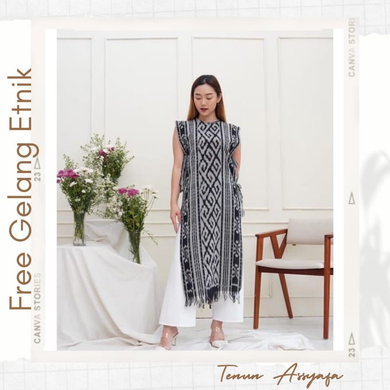 Tunik Tenun Etnik • Baju Tenun Etnik • Kain Tenun Blangket Etnik