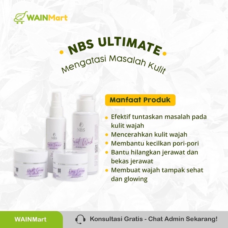 NBS ULTIMATE Skincare Perawatan Wajah Toner Facial Wash Day Cream Night Cream Serum Cerahkan Kulit Glowing