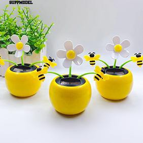 Suppmodel Creative Plastic Solar Power Flower Car Ornament Flip Flap Pot Swing