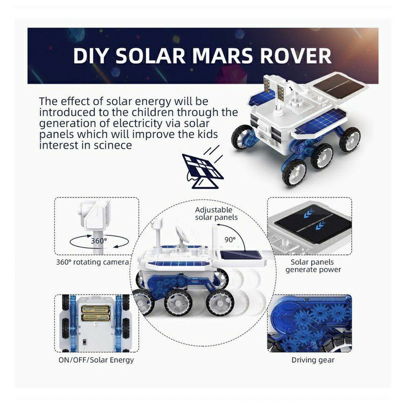 mainan edukasi diy solar mars / power car - stem toys