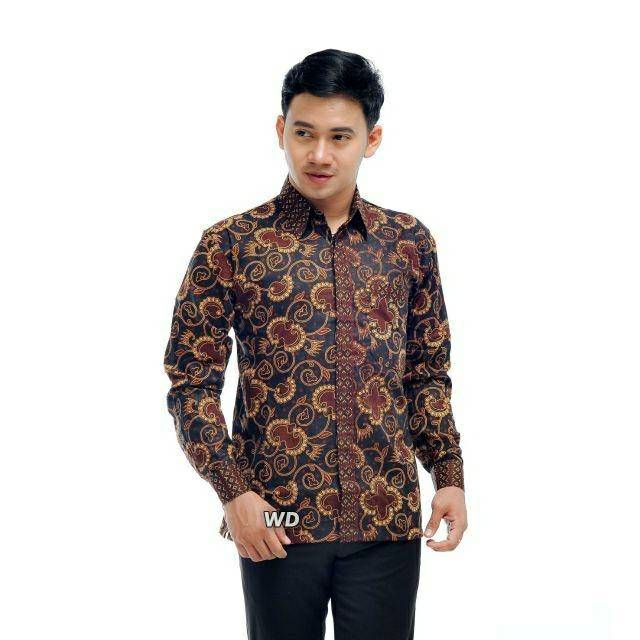 Batik Pria Lengan Panjang BATIK NAKULA HRB026 motif KERATONAN Kode 002 size M L XL XXL Reguler