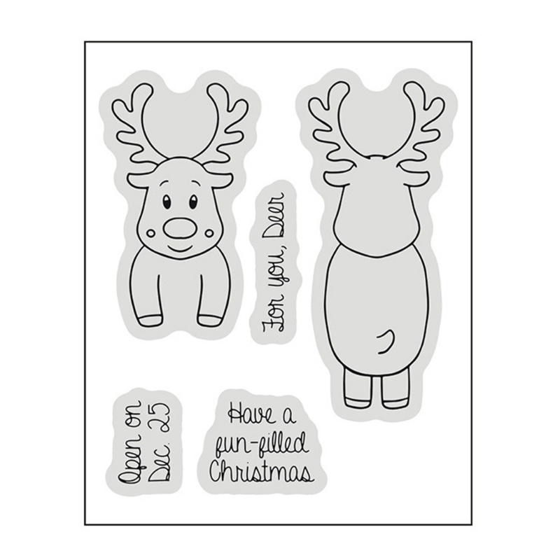 Set Stempel Cutting Dies Bahan Silikon Desain Rusa Kecil Untuk Hadiah Natal