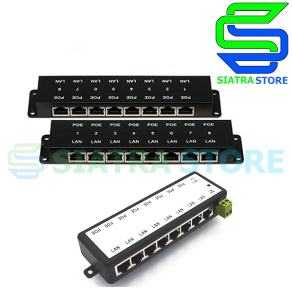 Paket POE Injector 8 Port + Switching Adaptor 24V 3A | Pasif POE 8Port