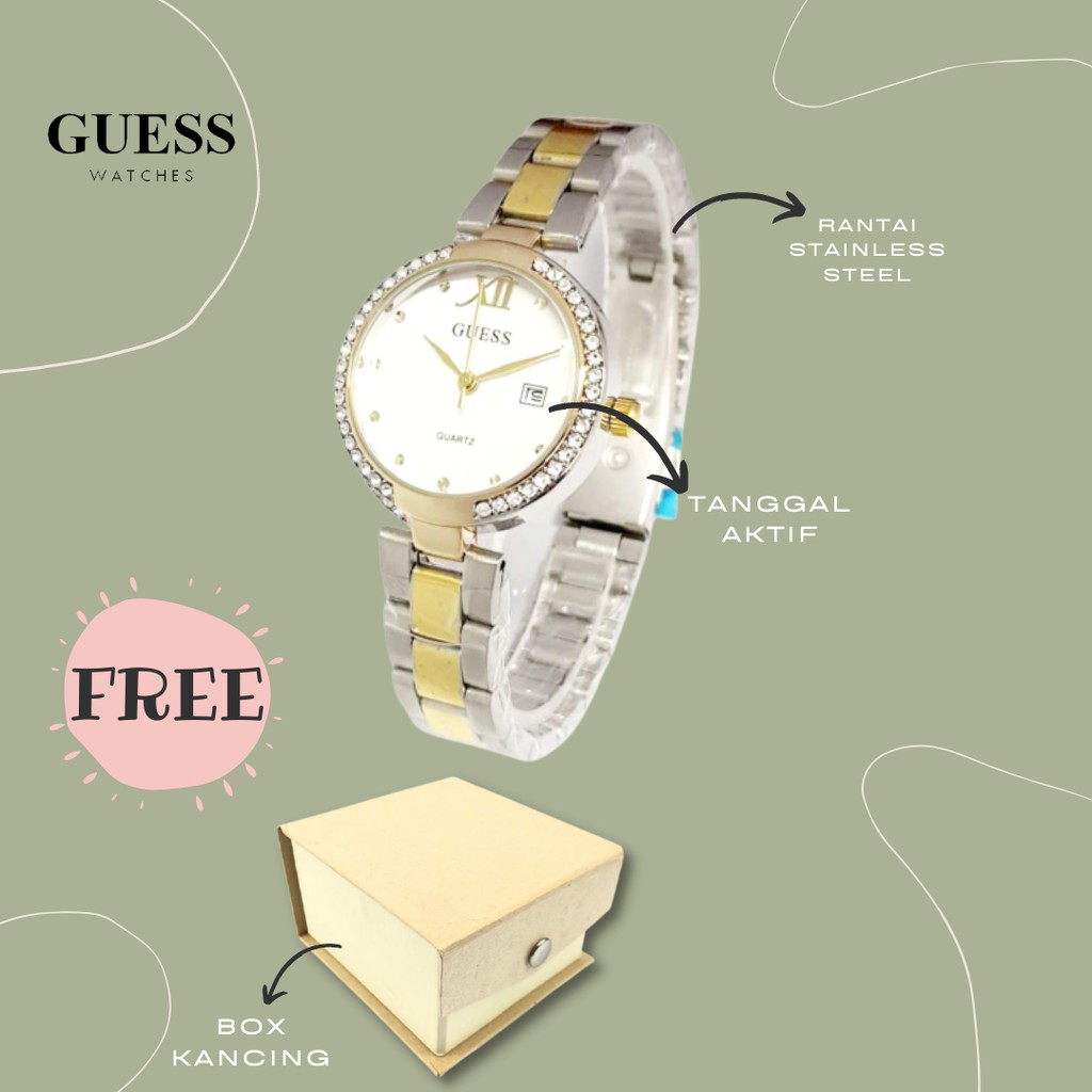 BEST SELLER - JAM TANGAN WANITA CEWEK GUESS COLLECTION SUPER MEWAH ELEGANT GC898 FREE BOX