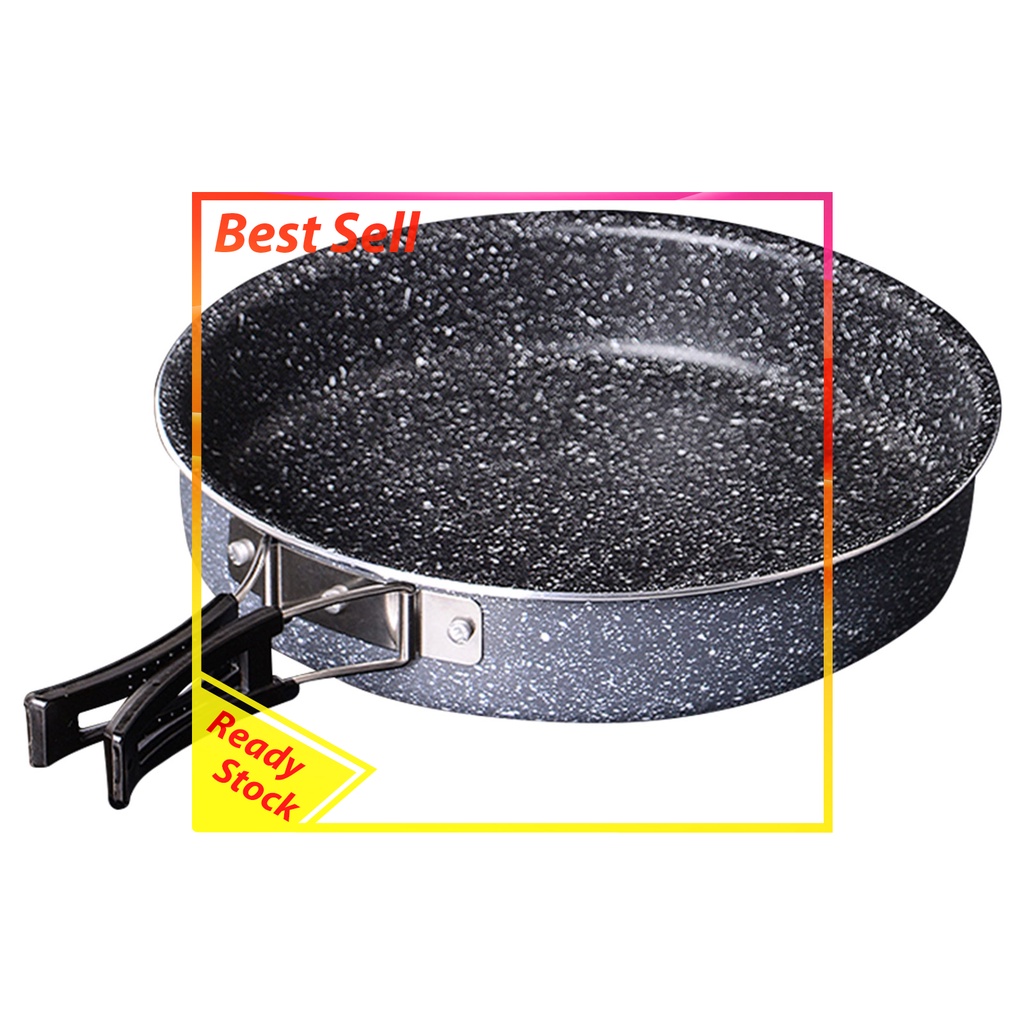 Nonstick Camping Frying Pan - Portable Outdoor Cookware with Folding Handle