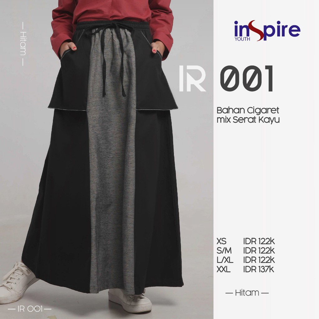 INSPIRE ROK IR 01 BAHAN CIGARET FASHION MUSLIMAH BAWAHAN SKIRT POLOS KOMBINASI