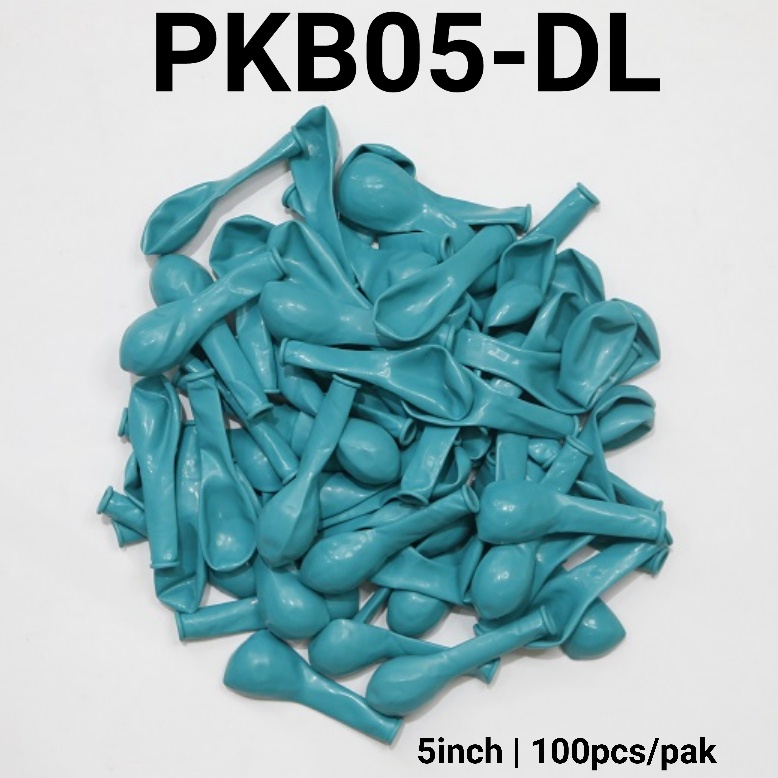 PKB05-DL Balon latex 5 inch 1 pak 100 doff tebal hijau biru tosca (Balon Latex Bulat Doff) papaya ba