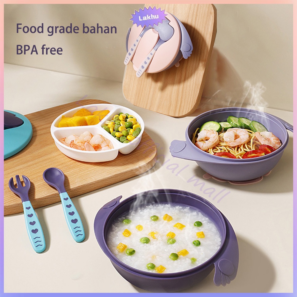 Lakhu mangkok makan bayi anak set bpa free/set alat makan bayi tempat makan anak