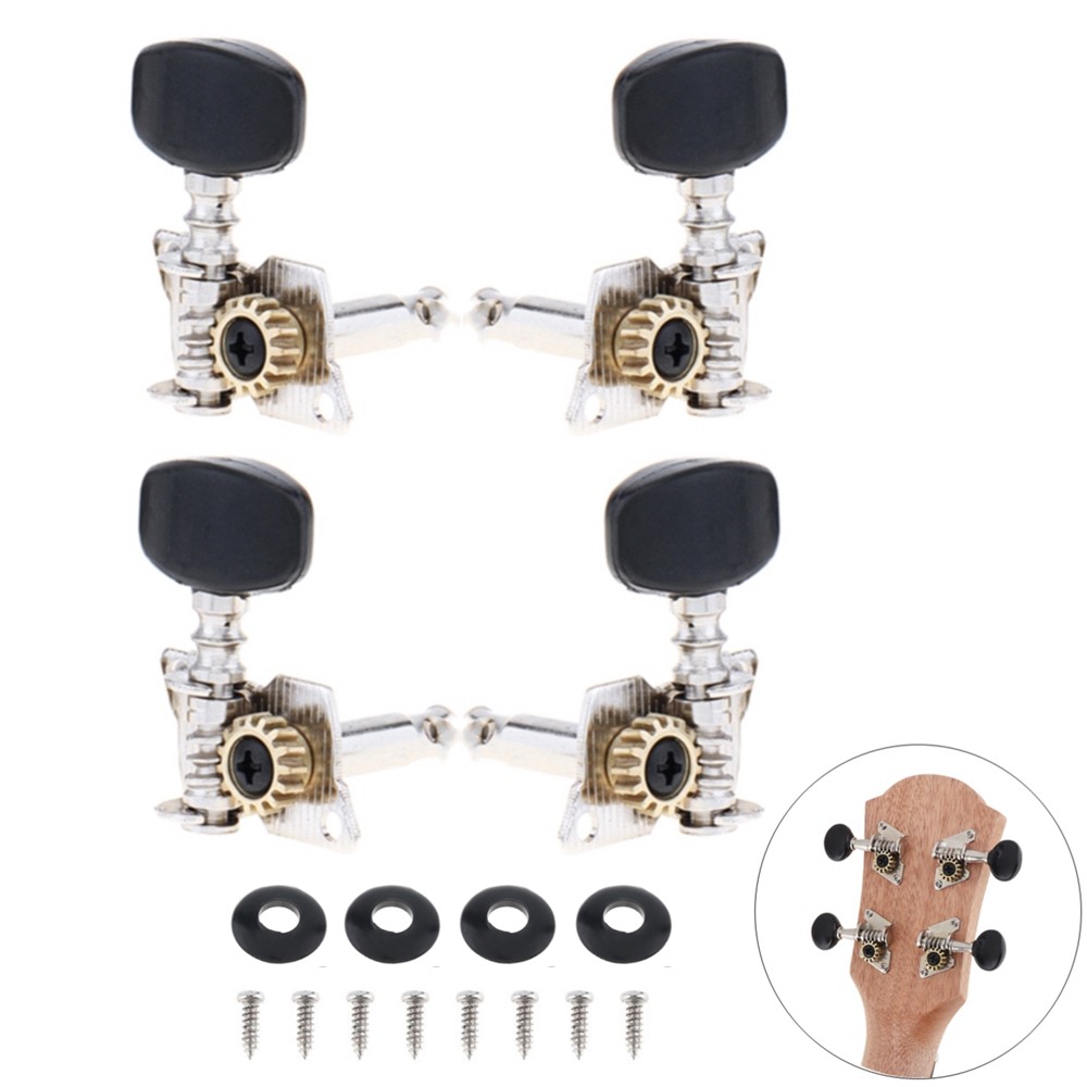 4pcs Tuning Pegs 2R + 2L Warna Hitam Untuk Ukulele