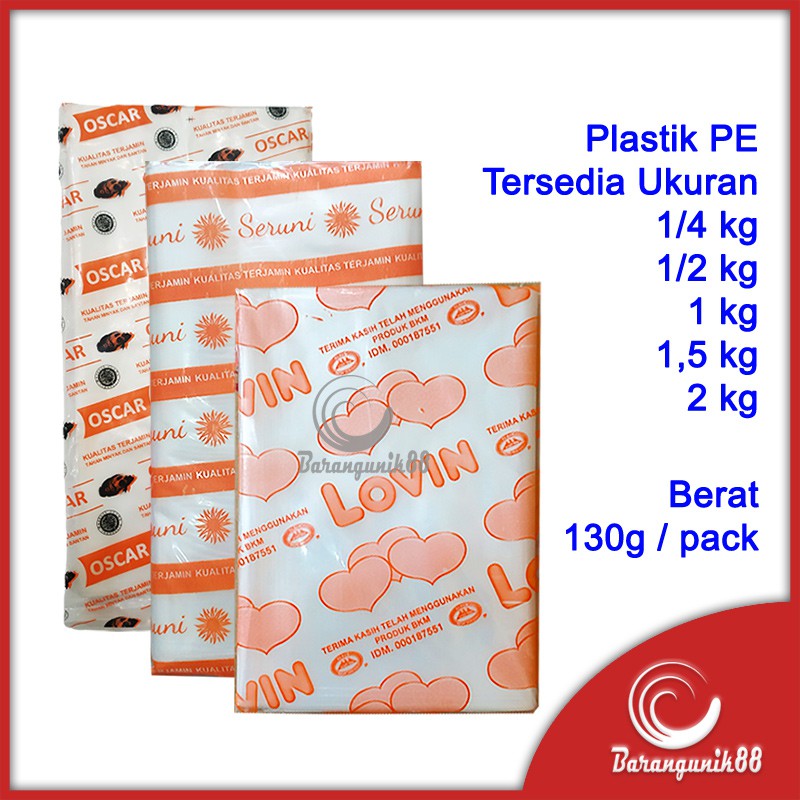 Kantong Plastik PE 1/4kg 1/2kg 1kg 1,5kg 2kg Bening