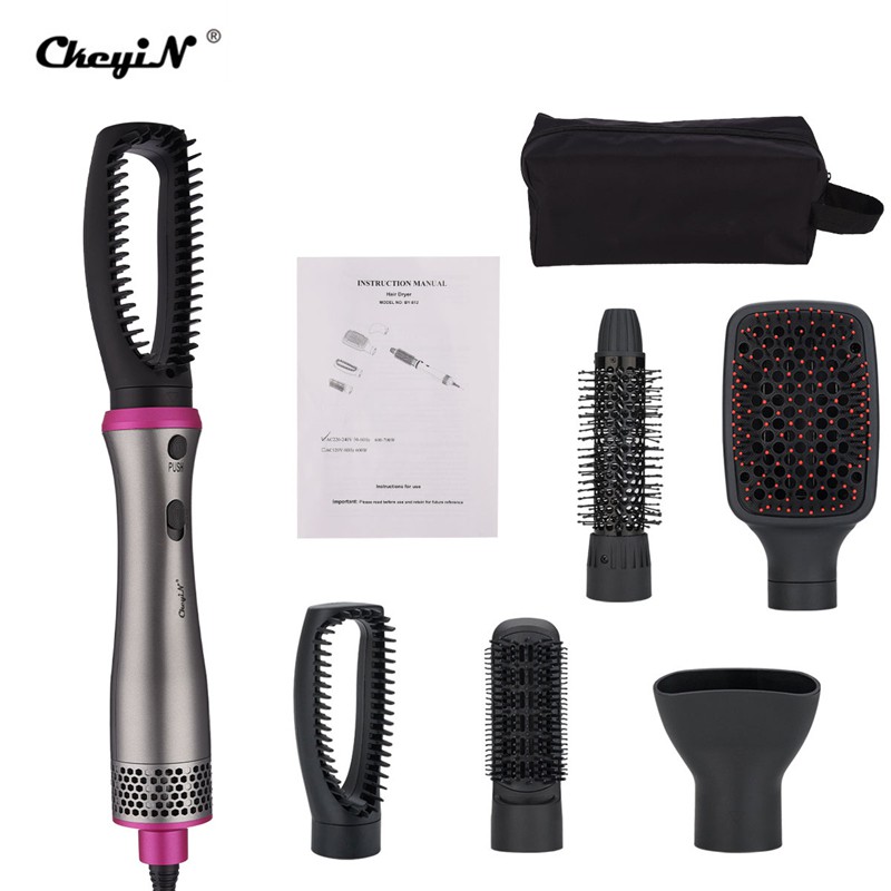 

CkeyiN 5 In 1 Hot Air Brush Set Hair Styling Brush Pengering Dingin Hangat untuk Meluruskan Curling