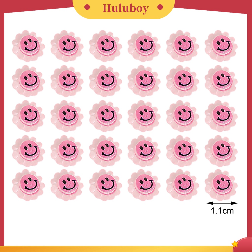 Huluboy Huluboy♡ 30pcs / Kantong Dekorasi Kuku Jari Bahan Resin Motif Smiley Sunflower Untuk Aksesoris Nail Art