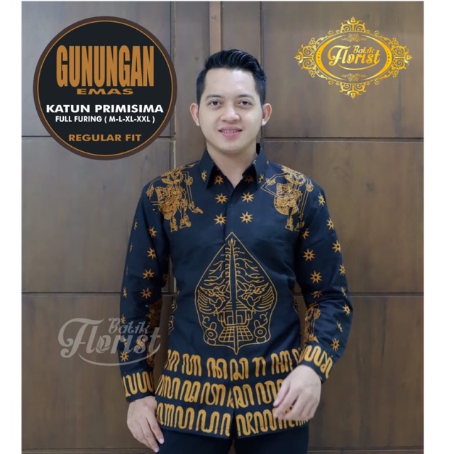 Batik Pria Gunungan Emas Katun Full Furing Termurah