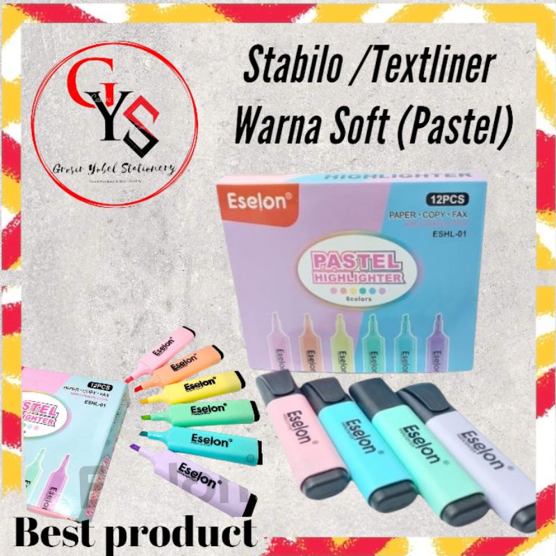 

Stabilo Warna Pastel(PCS)/Textliner Pastel/Highlighter Pastel Eselon ESHL-01