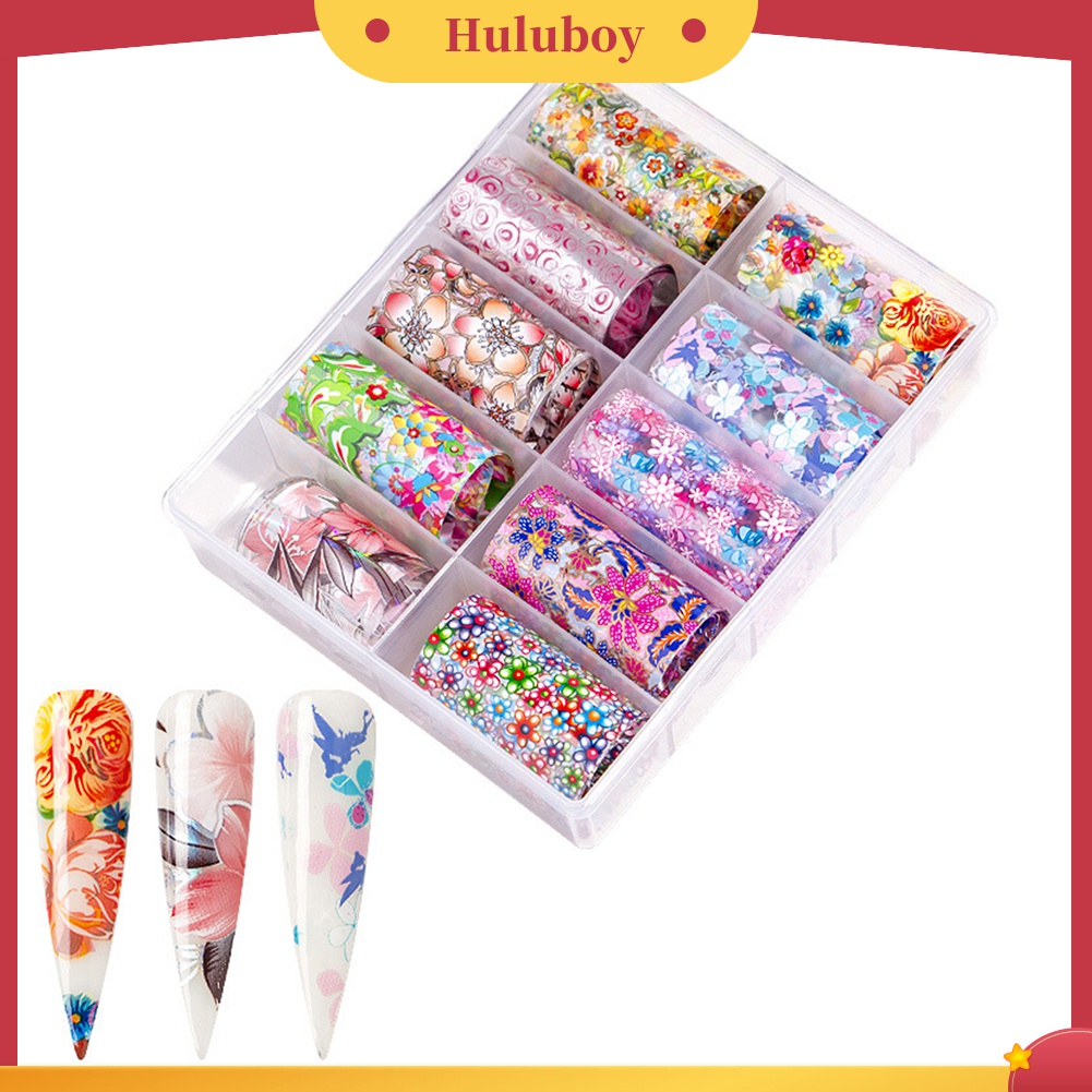 Huluboy Huluboy♡ 10 Roll Stiker Kertas Transfer Motif Bunga / Leopard Untuk Dekorasi