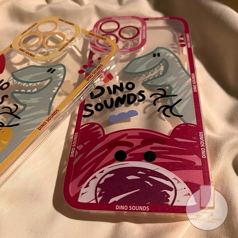 Soft Case TPU Transparan Motif Kartun Beruang Dinosaurus Untuk iPhone 7 8 Plus 11 13 12 Pro Max XR X XS Max 6 6S Plus SE 2020