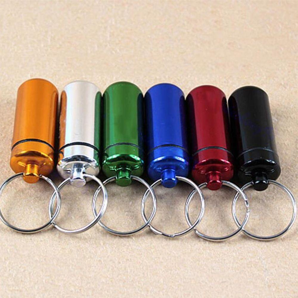 [Elegan] Gantungan Kunci Outdoor Panas Anti Air Aluminium Holder Warna Random Case Pill Box