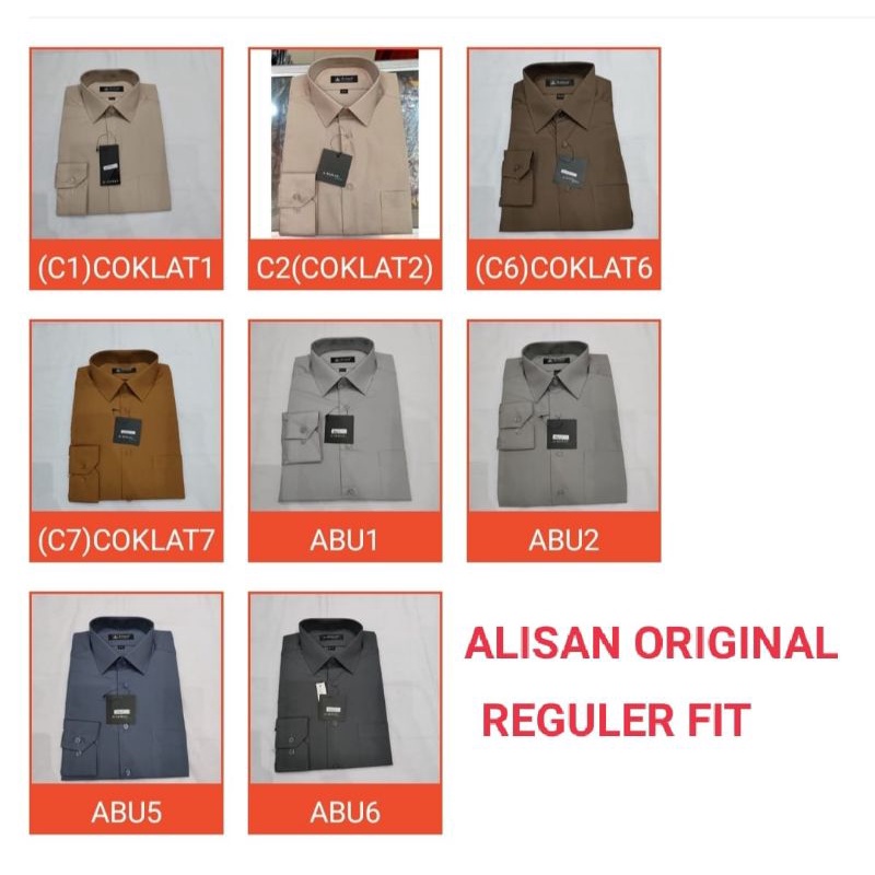ALISAN POLOS PANJANG COKLAT/MOKA/ABU-ABU/C1,C2,C6/C7/ABU1/ABU2/ABU5/ABU6/KEMEJA ALISAN POLOS/KEMEJA 