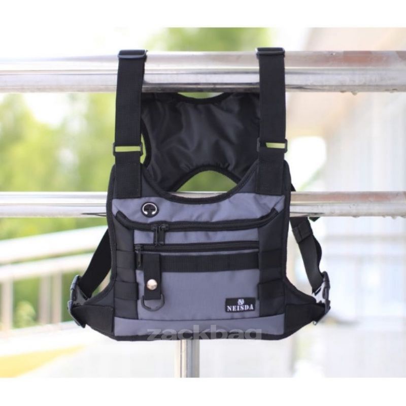 Tas dada Chest bag rig Tas dada pria Neisda Gray - Black kombinasi