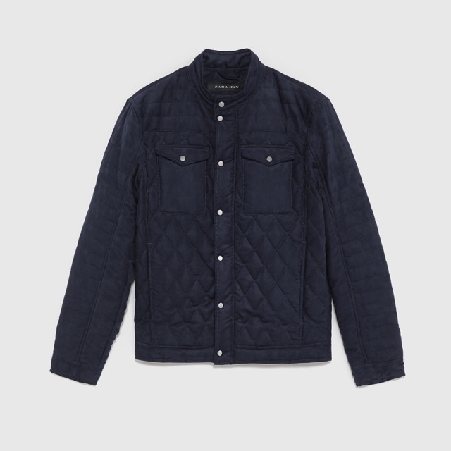 Zara Man Faux Suede Quilted Jacket