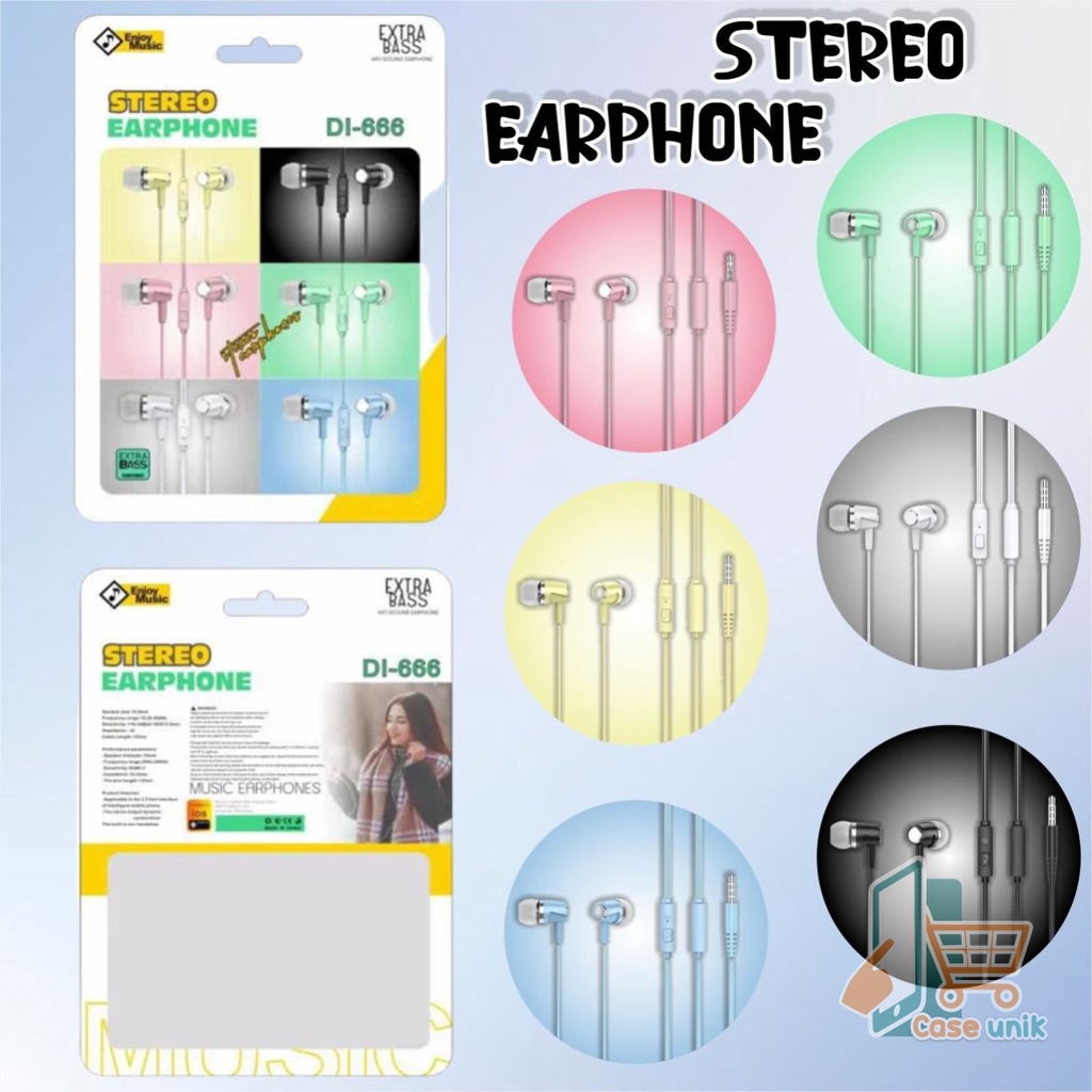 EARPHONE HEADSET HF HEADSFREE MACARON PISTON SUPER BASS DI666 FOR OPPO SAMSUNG VIVO XIAOMI INFINIX REALME CS4234