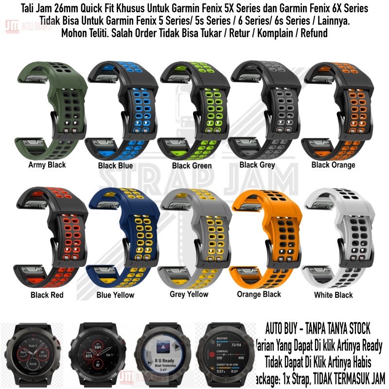 TRD Strap Garmin Fenix 5X 6X 51mm - Tali Jam Pria Quick Fit 26mm Silikon Rubber Sporty