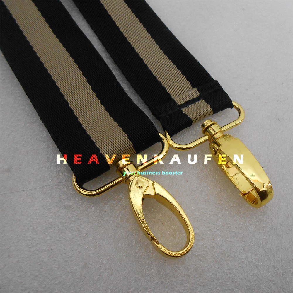 Strap Tas / Tali Selempang Tas Wanita 3,8 cm Hitam - Cream Kait Gold Emas