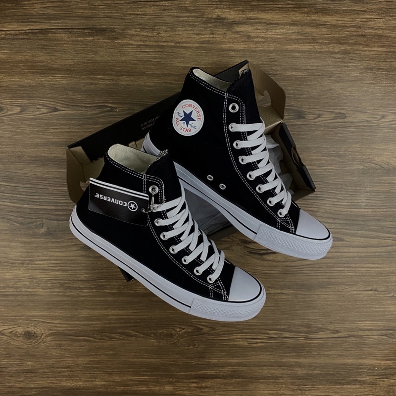 ( PROMO BAYAR DI TEMPAT ) Sepatu Converse Classic Black White Pria Wanita High