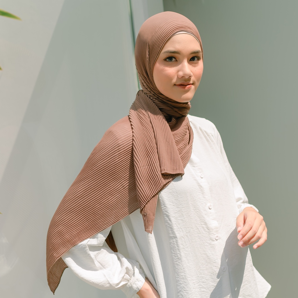 Lozy Hijab - Ayra Pleats Shawl ( Pashmina Full Plisket )-Walnut