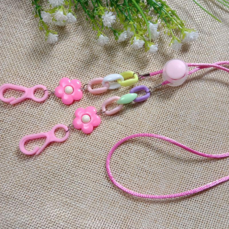 strap Masker hijab 2in1 Bunga rantai gembul