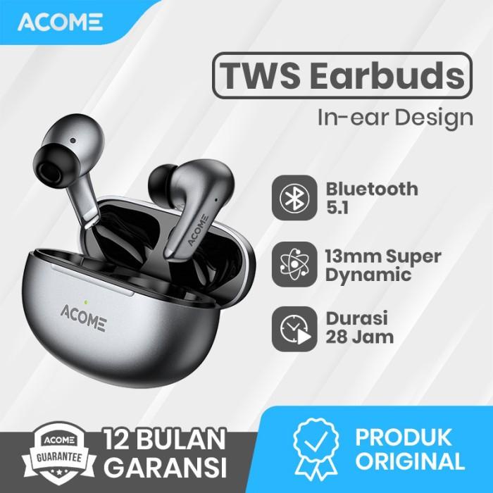 Acome T8 True Wireless Earbuds Headset Bluetooth 5.1 TWS Garansi 1Thn