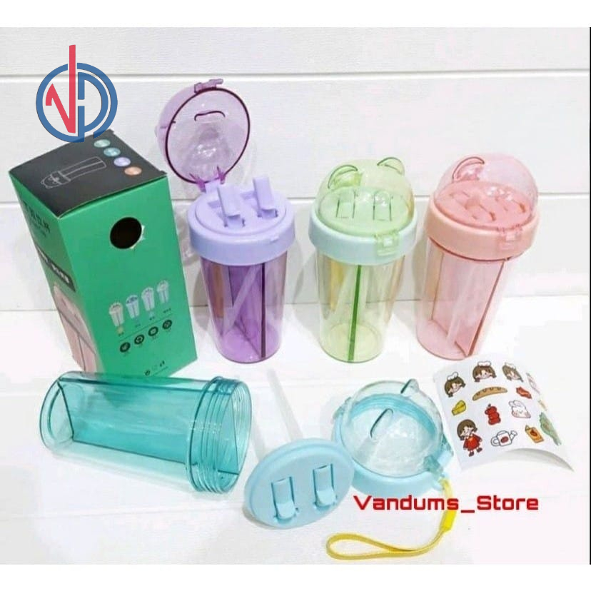 BOTOL 2 SISI COUPLE BOTTLE TRAVEL BOTOL TRAVEL BOTOL ANAK SEDOTAN FREE STIKER & SEDOTAN VD