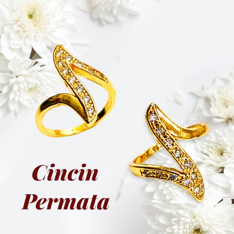 Berlian replika / cincin lapis emas / cincin permata berlian replika / perhiasan pengganti emas