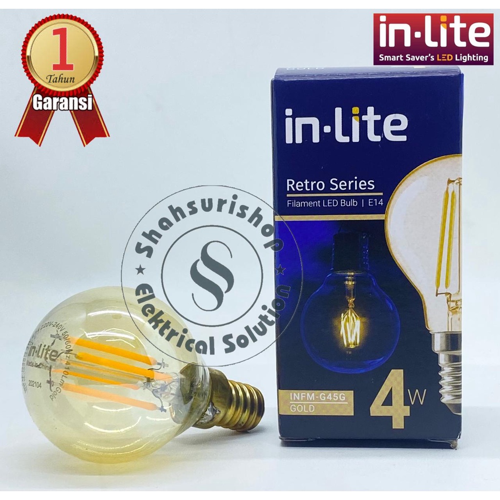 IN LITE RETRO SERIES FILAMENT CAFE BULB E14 INFM G45G GOLD 4W KUNING