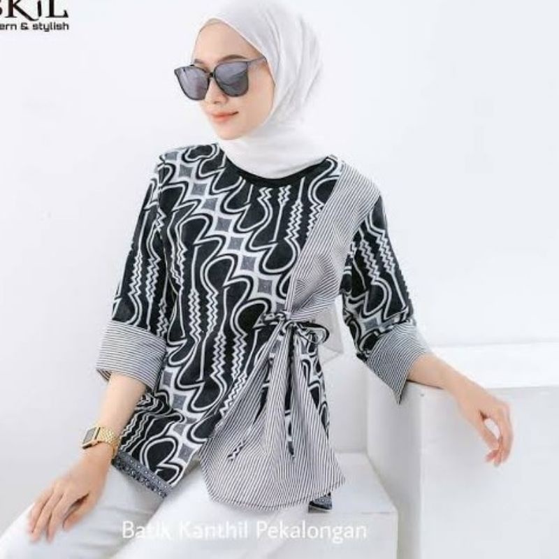 Batik wanita ASJ SA HRB026 Kenongo Kemeja Tosca Pendek-2