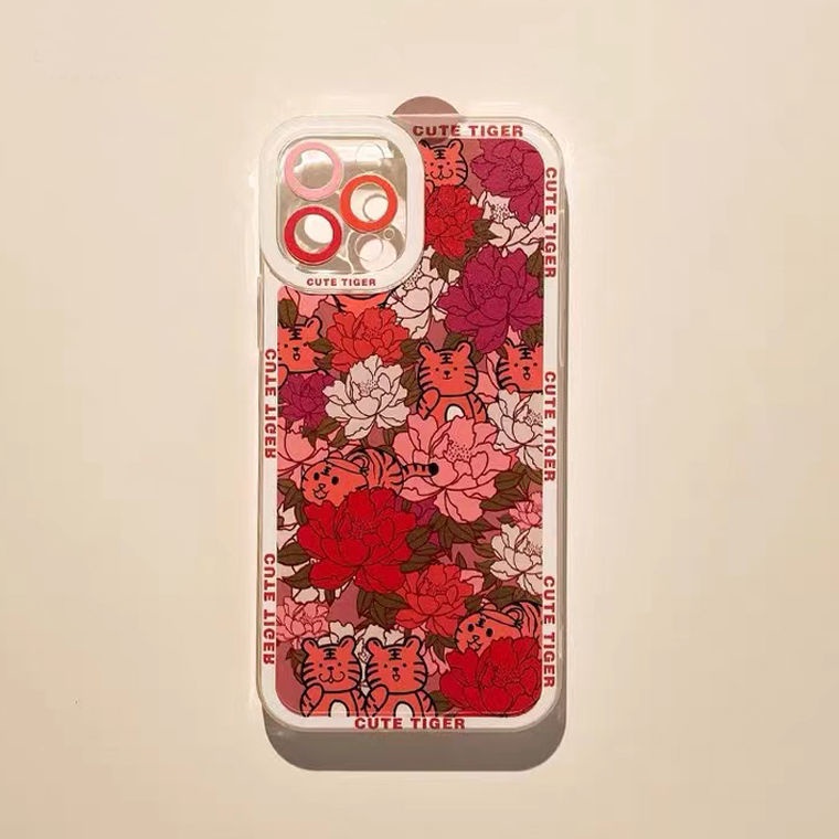 Soft Case Silikon TPU Transparan Motif Bunga / Harimau Untuk Iphone 12 13 SE 6 6S 7 8 Plus X XS XR 11 Pro Max