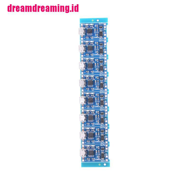 10pcs Papan Modul Charger Baterai Lithium 1A 18650 5V Micro USB 2 5 10