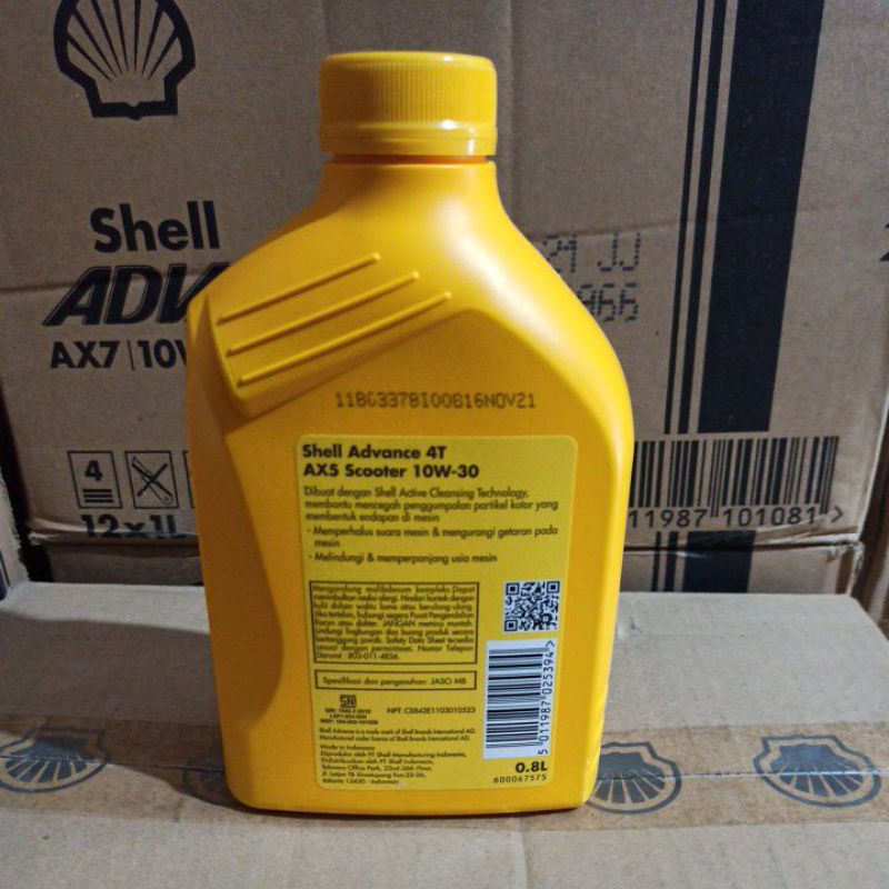 OLI SHELL ADVANCE AX5 MATIC 10W-30 0,8L API SL JASO MB OLI SCOOTER ORIGINAL SHELL