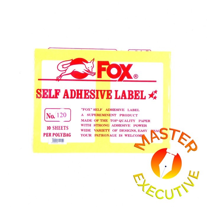 [Pak - 10 lembar] Fox Label Stiker 120 / Undangan / Nama / Self Adhesive Sticker